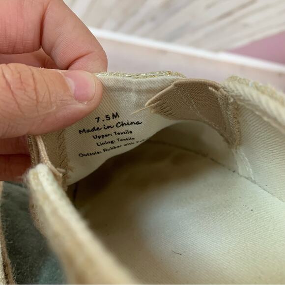 Jack Rogers "Tucker" Gold & Tan Espadrille White Slip On Sneaker - Picture 6 of 6